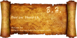 Berze Henrik névjegykártya